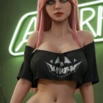 Leah Gibson   AI Halloween Pink Hair Pumpkin Girl Sex Doll